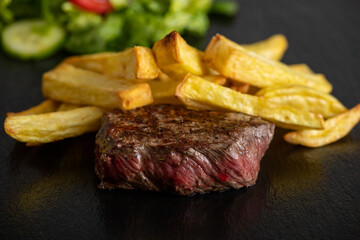 steak with fries
