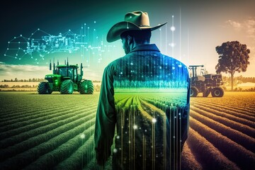 Agriculture business technology. AI - obrazy, fototapety, plakaty