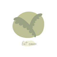 Eat green. cartoon cabbage, hand drawing lettering. Colorful flat vector illustration. design for prints, posters, cards