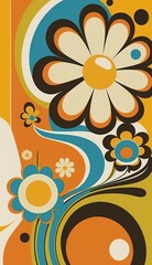 Fototapeta premium A 70's wallpaper. Flower power !