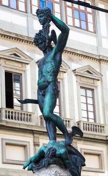 Florence - Italy - Perseus with the Head of Medusa, bronze sculpture made by Benvenuto Cellini, 1554.