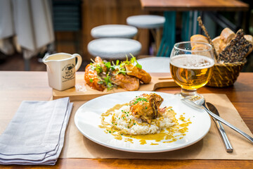chicken stewed and served with rice, typical Spanish dish
