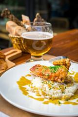 chicken stewed and served with rice, typical Spanish dish