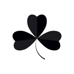 Fototapeta na wymiar Clover icon, isolated shamrock on white background, St. Patricks Day sign, clover with three leaf, vector illustration