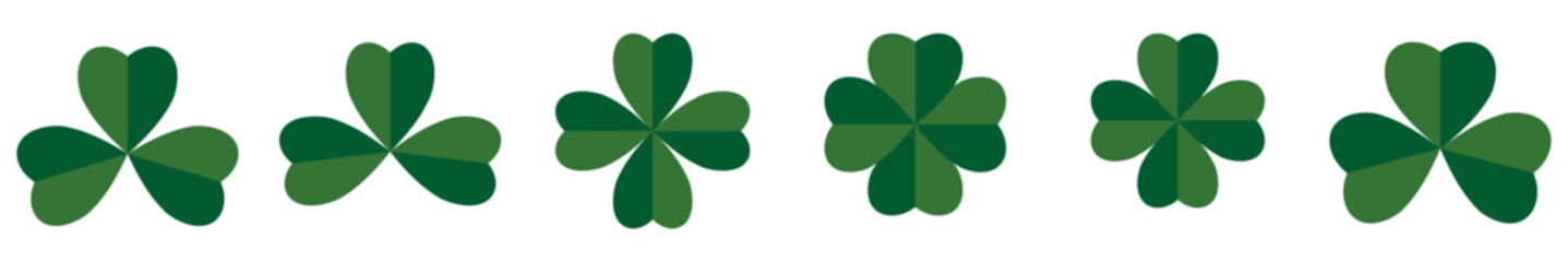 Clover icons, set St. Patrick's Day signs, vector illustration