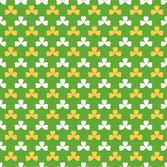 Shamrock or green clover leaves seamless pattern background flat design vector illustration 