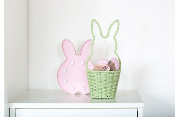 Wicker Basket with Easter eggs