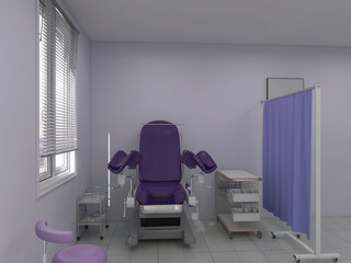 gynecologist's office 3d render, 3d illustration