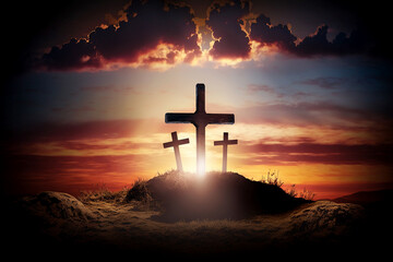 calvary sunset background for good friday he is risen
