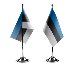 Small national flags of the Estonia on a white background