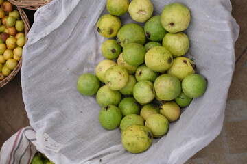 Fresh organic Guava fruit in a basket
