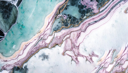 Naklejka premium Colorful intricate marble with golden veins background. Stone background. Generative AI