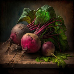 Beets fresh from garden. Ai Generated