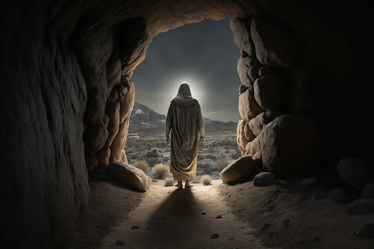 Christ Rose From The Grave, Jesus coming out of the tomb, Romans 6.9 We know that Christ, being raised from the dead, will never die again; death no longer has dominion over him. 
