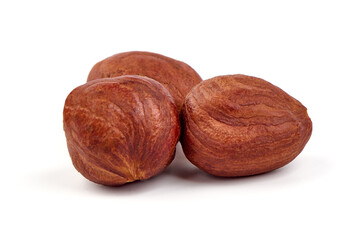 Hazelnut. Fresh organic filbert nut, isolated on white background.