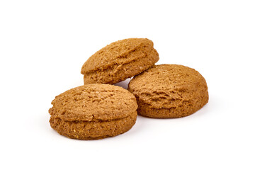 Oatmeal Cookies, isolated on white background.