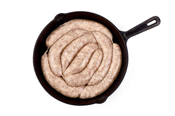 Sausages for grill, isolated on white background.