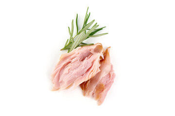 Smoked chicken fillet, isolated on white background.