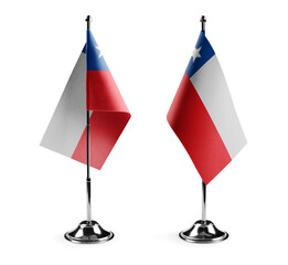 Small national flags of the Chile on a white background