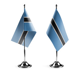 Small national flags of the Botswana on a white background