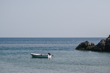 A lonely boat on the sea