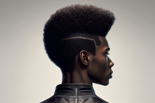 Modern afro American haircut from behind. AI generated image
