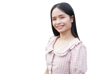 Asian woman smiling happily