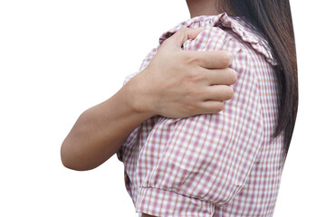 woman having pain in her shoulder