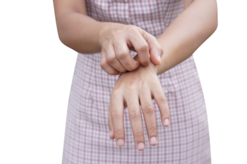 Asian woman having an itchy hand