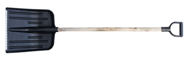 Old plastic shovel on a transparent background. isolated object. Element for design