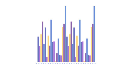 Image of financial data processing with graph on white background