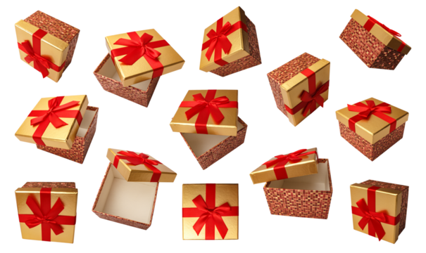 set of gift wrapping for the holidays on a transparent background. Isolated object. Collection of presets