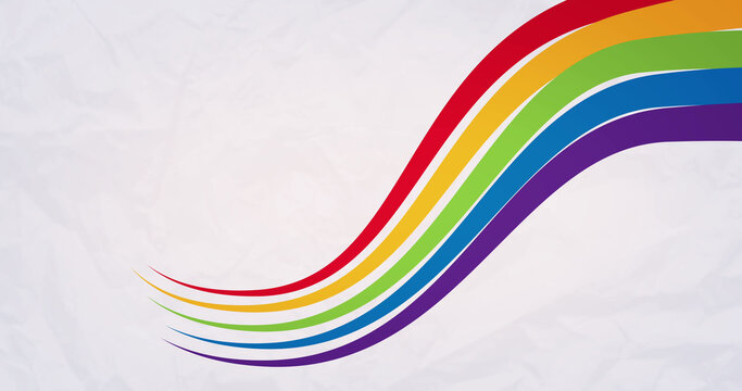 Image of rainbow colours moving on white background with copy space