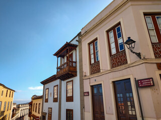 Naklejka premium View on the landscape and cityscape of the La Orotava historic town which sits in a beautiful valley of banana plantations.