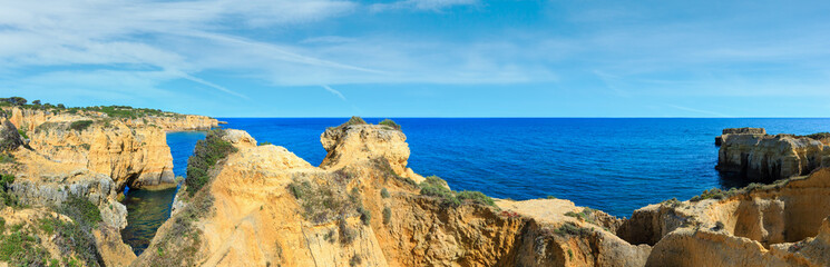 Summer Atlantic rocky coast landscape (Albufeira outskirts, Algarve, Portugal).