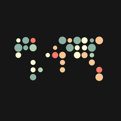 World Silhouette Pixelated pattern map illustration
