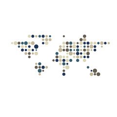 World Silhouette Pixelated pattern map illustration