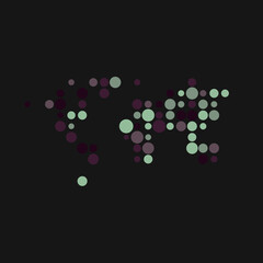 World Silhouette Pixelated pattern map illustration