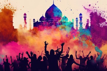 Fototapeta na wymiar Holi Festival Celebration Background. Generative AI