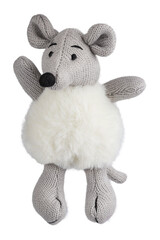 soft toy - gray fluffy mouse, isolated