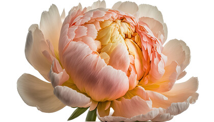 isolated peach colored, peony flower, spring, decorative floral illustration, transparent background, png, horizontal, vertical, springtime, floral, generative ai