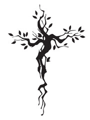 Cross as old tree, Christian symbol of faith, Silhouette Cross, Vector Cross for tattoo, Tree of life, Vector Files, Religious ClipArt
