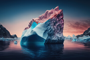 Fototapeta na wymiar Beautiful iceberg in the sea. AI generated image.