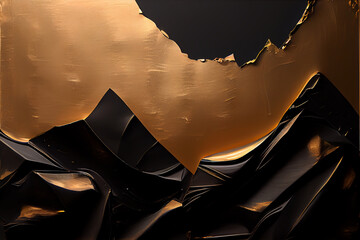 Black and Gold Abstract Mountain Wallpaper - - AI Generative