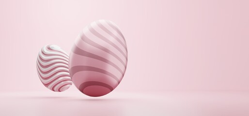 Easter Banner pink Eggs with copy space for text.