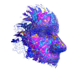 Abstract colorful face, 3d render © VAlex