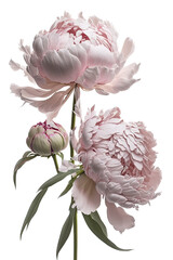 isolated light pink peony flower photo, spring, decorative floral illustration, transparent background, png, horizontal, vertical, springtime, floral, generative ai