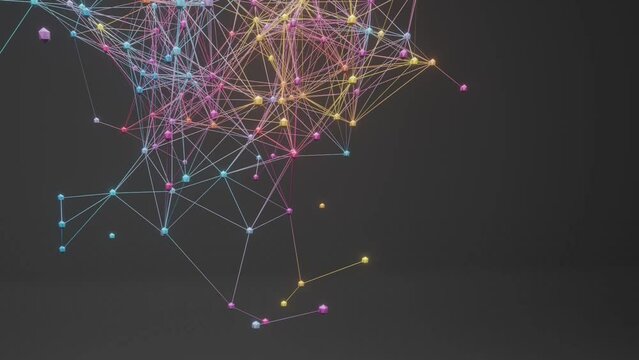 Simple plexus style animation of lines connected by simple shapes. Data science. Animated Web Banner