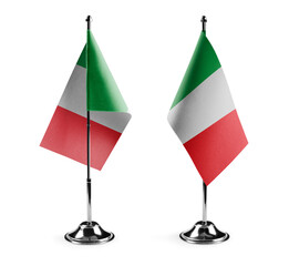 Small national flags of the Italy on a white background