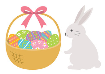 イースターの卵と兎のイラスト
